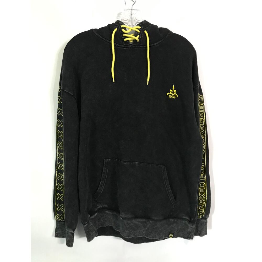 Official Glitch Murder Drones Large Mens Hoodie Callback Ping Cyn Black Yellow